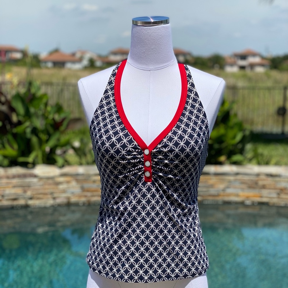 NAUTICA Multicolor Halter Tankini Swim Top Size 6